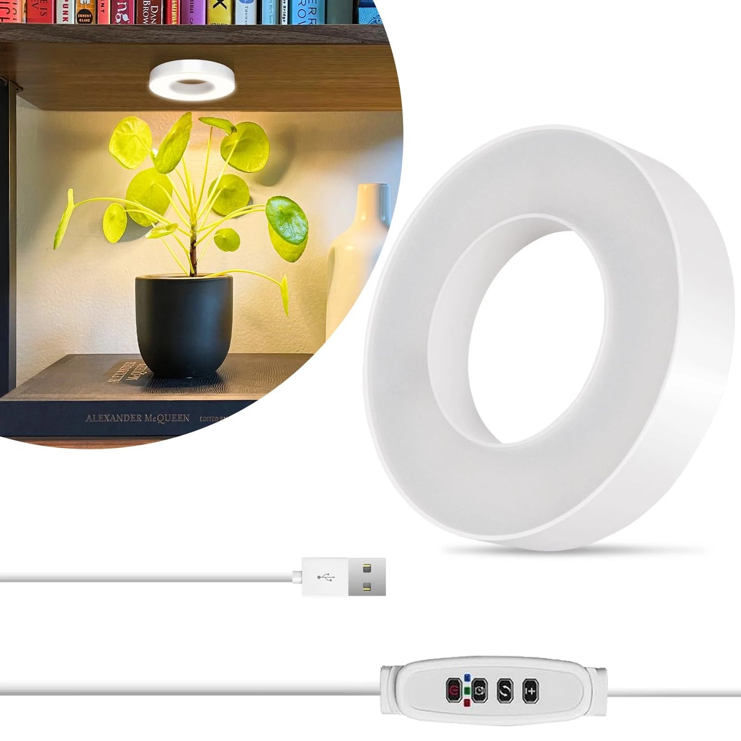Ceiling Grow Light for Indoor Plants Full Spectrum,Halo Plant Light,Growing Lamp with Auto Timer 3/9/12H Timer