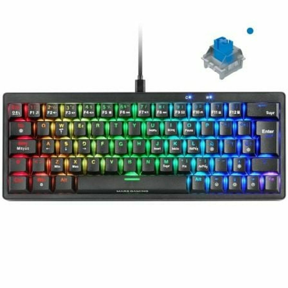 Gaming Keyboard Mars Gaming MKMINIPROBES Black Qwerty US-1