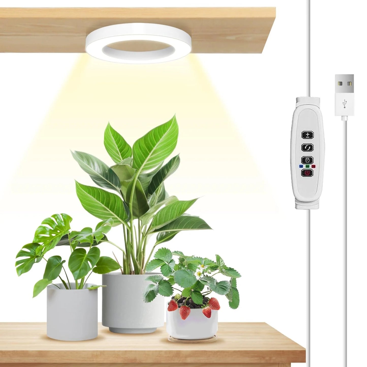Ceiling Grow Light for Indoor Plants Full Spectrum,Halo Plant Light,Growing Lamp with Auto Timer 3/9/12H Timer